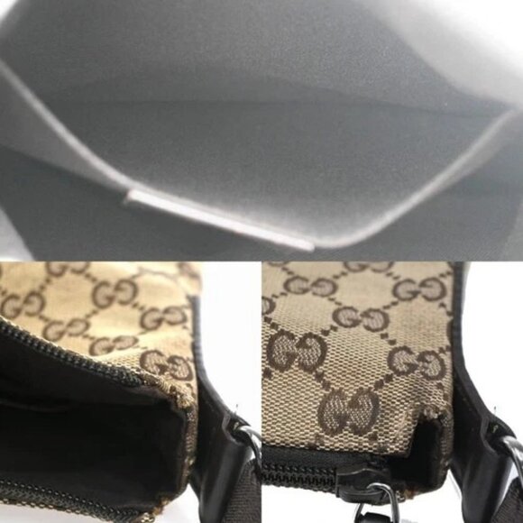 GUCCI Logo GG Pattern Crossbody Shoulder Bag Canvas Leather Brown Italy 35KC160 - Picture 14 of 16